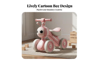 Anti-Rollover Design 4-Wheel Bee Scooter Low Center of Weight Distribution 4-Wheel Toddler Scooter Ergonomic Comfortable Seat Rideable Toy Shock-Absorbing Wheels for Babies 1-5 Years, Gift Givers, Indoors, Playroom, Outdoor, Outdoors