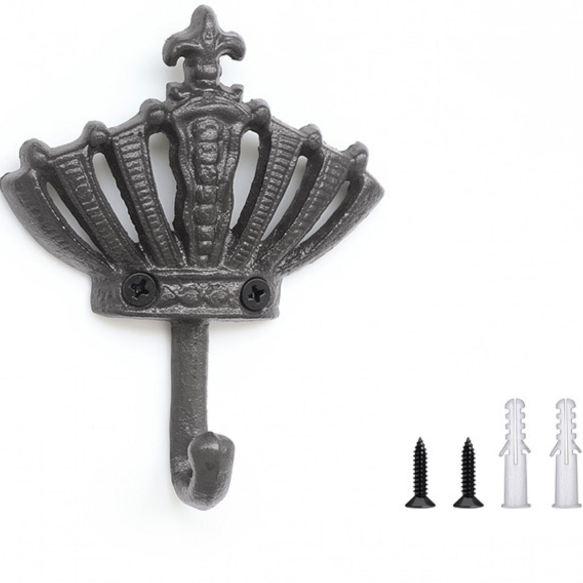 Easy to Install Crown Wall Hook Metal Decorative Wall Hook Space-Saving Hardware Vintage for Entryway, Bedroom
