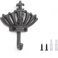 Easy to Install Crown Wall Hook Metal Decorative Wall Hook Space-Saving Hardware Vintage for Entryway, Bedroom