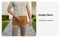 Waxed Canvas Tool Belt Wear-Resistant Waist Tool Belt Heavy Duty Multiple-Utility Pouch for Carpenters, Construction Site, Workshop