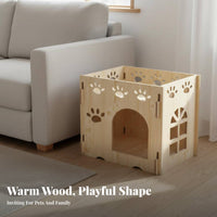 Wood Grain Finish Wooden Cat House Sturdy Construction Cat Castle Playhouse Spacious Pet Niture Easy to Clean for Cats, Kittens, Play Area, Indoors, Living Room, Bedroom
