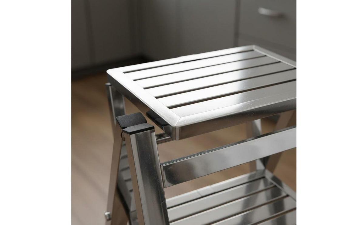 V-Shaped Ladder Ladder with Handrail Foldable Handrail Step Ladder Space Saving Folding Step Stool for Seniors, Garage, Kitchen, Library