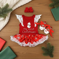 3 Pieces Tutu Romper Dress Ruffle Sleeves Flutter Sleeve Tutu Romper for Infants