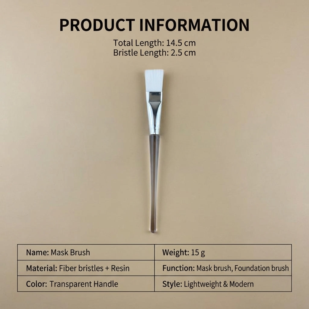 Facial Brush for Skincare Routine, Cosmetic with Long Handle for Mixing Masks, Soft Bristles for Treatment, 5.6-6.7 Inch