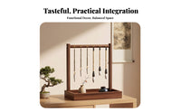6 Hooks Calligraphy Brush Rack Arched Frame Desktop Brush Organizer Wooden