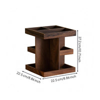 Multi Compartment Storage Rack Space Saving Rotating Storage Rack Scratch Resistant Wood Desk Organizer