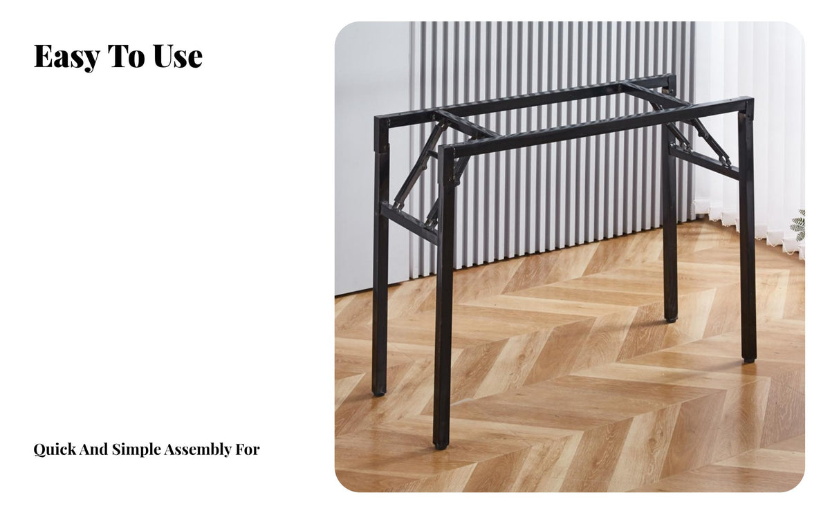 Foldable Design Folding Trestle Leg coil-assistedLoaded Mechanism Table Frame Space-Saving Desk base automaticLocking for Office Managers, Homeowners, DIY hobbyists, Conference Room, Study, Home, Workshop