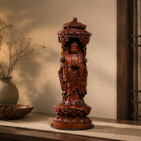 Hand Carved Buddha Statue Aged Finish Carved Buddha Statue Intricate Details Religious Decor for Collectors, Buddhists, Meditation Room