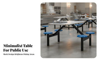 Cafeteria Table and Bench Set Steel Frame Sintered St Single Top Dining Unit Heavy-Duty School Cafeteria Table with Attached Seats for Employees