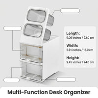 Office Desk Organizer Set, Multi-Layer Slanted Desktop Pen Holder for Students, Home Organization Stationery Storage