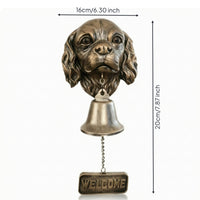 Dog-Themed Welcome Door Chime Antique Vintage Bronze Canine Door Bell Vintage-Style with Welcome Sign for Entryway