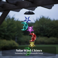 Solar Hummingbird Wind Chime LED Hummingbird Hanging Light Automatic activation/Off Color Changing Garden Mobile for Patio, Yard, Balcony
