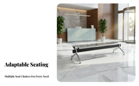 3-Seater Backless Bench resilient 3-Seat Gang Chair Sturdy framework Public Seating for Travelers, Customers, Hospital, Waiting Room, Reception Area