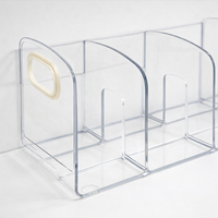 Desktop Organizer with Reading Stand, Transparent Acrylic with Portable Handle, Stationery for Office Desk, File Storage Box