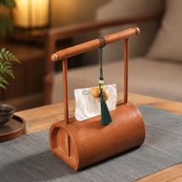 Bamboo Tissue Box Holder, Rectangular Tissue Box Cover 20x12x10cm, Decorative Ornament for Living Room, Pull-Out Tissues