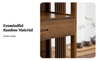 Chinese design Slatted Multi-Level Stand Includes Drawers Display Shelf Retro Aesthetic Storage Rack Space-Saving for Tea Lovers, Collectors, Living Room, Bedroom, Office, Balcony