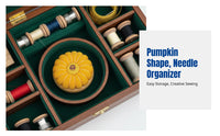 Pumpkin Needle Holder, Solid Wood Base, Needle Insert, Embroidery Sewing Tool, Desktop Organizer