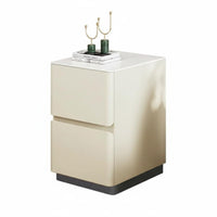 No Assembly Required Narrow 2-Drawer Bedside Cabinet Modern Minimalist design Nightstand Space-Saving Bedroom Furniture Sintered Stone Top for Apartment Dwellers, Homeowners, Students, Small Spaces, Next to Bed, Living Room, Hallway