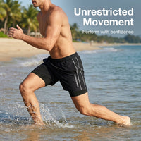 Men's Quick-Dry Polyester Swimming Shorts, Comfortable Trunks for Water Sports and Lakeside Trips