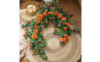 Artificial Rose Vine Outdoor Flower Backdrop Wall Realistic Look Garland for Balcony, Guesthouse