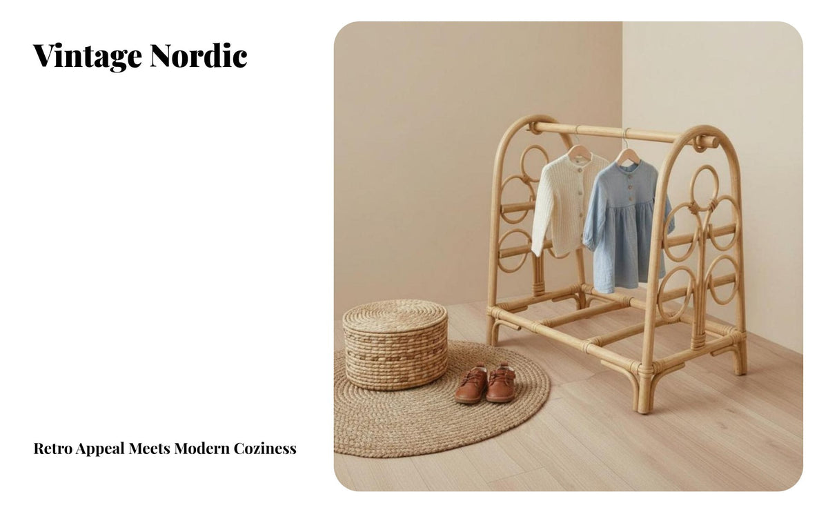 Arched Rattan Clothes Rail Freestanding Garment Stand Hand-Woven Clothing Organizer for Bavailableique Owners, Parents, Children's Room, Nursery, Guesthouse