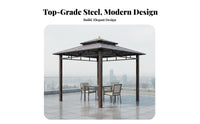 Rigid-Top Gazebo Waterproof Permanent Metal Gazebo Modern Engineered Metal Roof Pavilion for Families, Homeowners, Courtyard, Terrace, Rooftop