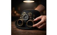 Steampunk Top Hat Old-World Fedora Cap with Goggles Gothic for Cosplayers, Adults