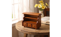 Walnut Dollhouse Display Cabinet Vintage Miniature Display Cabinet Wood Miniature Cupboard with Drawers Classic for Collectors