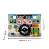 Busy Board with Lights and Hands-on Wooden Busy Board Fine Motor Educational Toy for Young Children, Kids, Playroom, Preschool, Travel