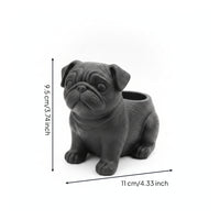Sculpted Home Decor Compact Black Pug Planter Succulent Pug Planter Long-Lasting