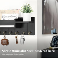 Solid Wood Wooden Key Rack Shelf Retro Design Wooden Key Holder Shelf Multi-Functional for Hallway, Office, Kitchen