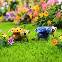 2 Pieces Ladybug Garden Decor Cute Metal Ladybug Whimsical Yard Art for Gardeners, Flower Beds, Patio
