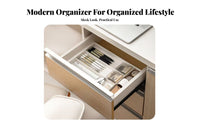 Multi-Compartment Expandable Drawer Organizer Space Saving Adjustable Utensil Drawer Tray Versatile Placement for Families, Cooks, Bathroom