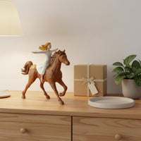 Girl Riding Horse Statue European Design Horse Equestrian Statue Matte Finish