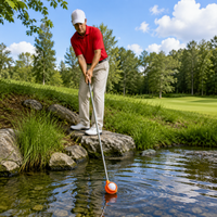 Extendable Golf Ball Retriever, Portable Automatic Locking Golf Ball Picker, Orange Telescopic Retriever for Lakes