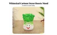 Cartoon Vegetable Vase Creative Design Novelty Fruit Planter Miniature Size Resin Character Vase for Kids, Desktop, Office, Bookshelf