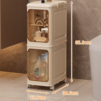 Narrow Space Cabinet With Wheels Foldable Storage Bin Space Saving Rolling Cart for Kitchen