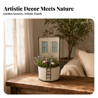 Cream Distressed Planter Pot Rustic Iron Planter Distressed Flower Pot