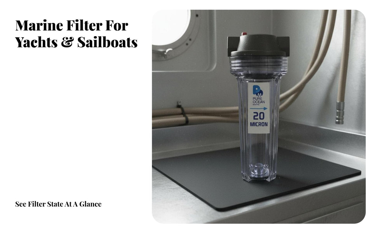 5 & 20 Micron Filtration Yacht Water Producer Filter 316L Stainless Steel Option Seawater Pre-Filter Module for Boat Owners, Sailors, Yachts, Sailboats