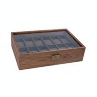 Walnut Watch Box Handy Clasp Wooden Watch Organizer Removable Pillows for Desk