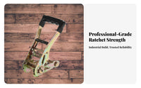 Rust Resistant Buckle Ratchet Tie-down Strap Heat Treated Steel Truck Cargo Strap Easy To Use for Drivers, Moving, Warehouses, Car Roof Rack