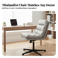 Thickened Cushion Armless Vanity Chair Minimalist Design Armless Channel-Tufted Swivel Seat Space Saving Office Furniture Easy Assembly for Makeup Users, Home Workers, Students, Bedroom, Study Room