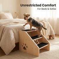 Dog Steps for Small with Non-Slip Surface for Bed and Sofa, Wooden Pet Stairs Ready to Use No Assembly Required, Compact Ladder for Felines