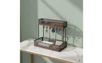 2-Tier desktop Storage Rack with Hooks Metal Countertop Organizer with Hooks Compact