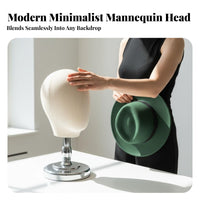 Hat Display Mannequin Head Short Neck Shape Linen Mannequin Head Stand Stable Round Base Hat Display Bust for Milliners, Shop Owners, Commerce Show