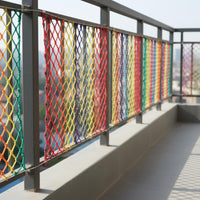 Child Anti-Fall Net Multi-Color Balcony Guardrail Mesh Colorful Climbing Net Sturdy-Duty Balcony Railing Guard Tightly Woven