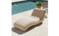 Inflatable Lounge Chair Flocked Surface Reclining Air Chair with Pillow Inflatable Chaise for Camping, Beach