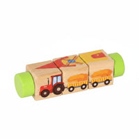 Educational Wooden Creature Game Blocks Cognitive Training Wooden Creature Game Problem-Solving Skills Cylindrical Picture Blocks Sturdy Wood for Preschoolers