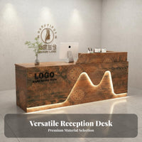 Salon Reception Desk Light Luxury Design Salon Checkout Counter Piano High-Gloss Coating Finish Office Front Desk for Receptionists, Company Lobby
