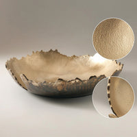 Shallow Fruit Tray Hammered Tray with Scalloped Rim Irregular Bowl with Scalloped Edge Rustic for Tabletop